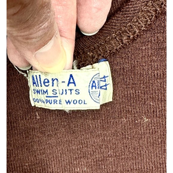 1920s brown wool tank swimsuit by Allen-A Size M/L. VFG - Picture 9 of 9